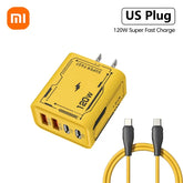 شاحن شاومي الأصلي 120 واط فائق السرعة من نوع C GaN شاحن الهاتف USB-C QC 3.0 محول شاحن الهاتف لأجهزة iPhone وSamsung